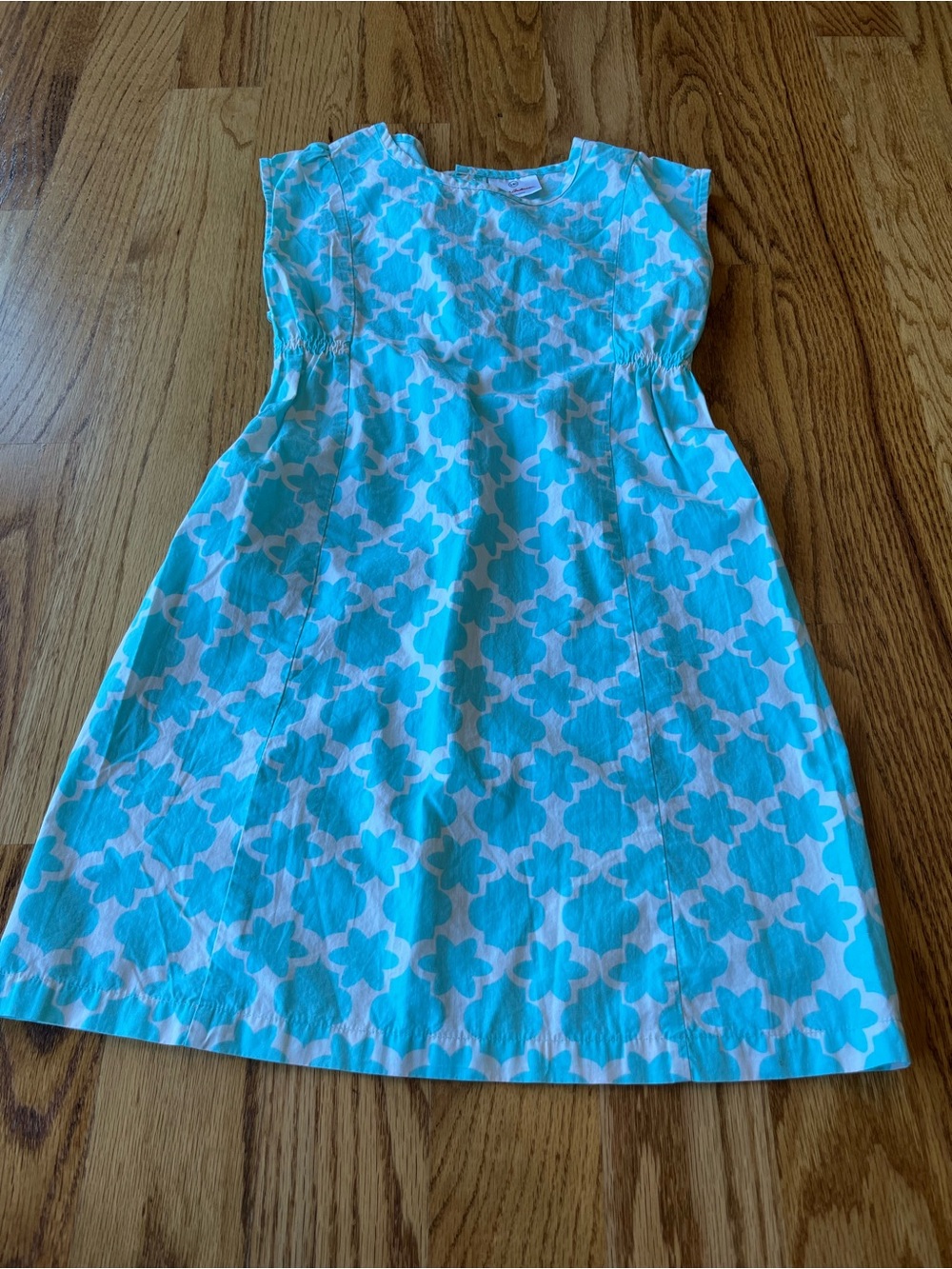 Hanna Andersson Aqua and White Floral Print Girls tunic top